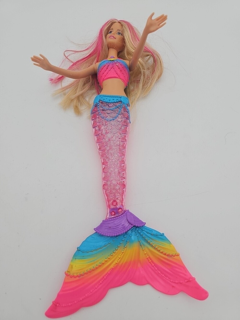 2015 Barbie Dreamtopia Rainbow Lights Mermaid Doll Blonde Light-up Tail Works!